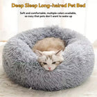 Soft Pet Cat Bed Pad Plush Warm Faux Fur dog Calm Bed Donut Round Bed Comfortable Sleeping Washable for Small Medium Dog and Cat