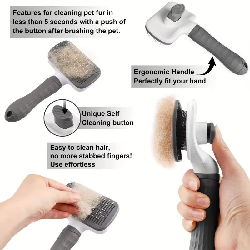 One-Click Pet Grooming Brush