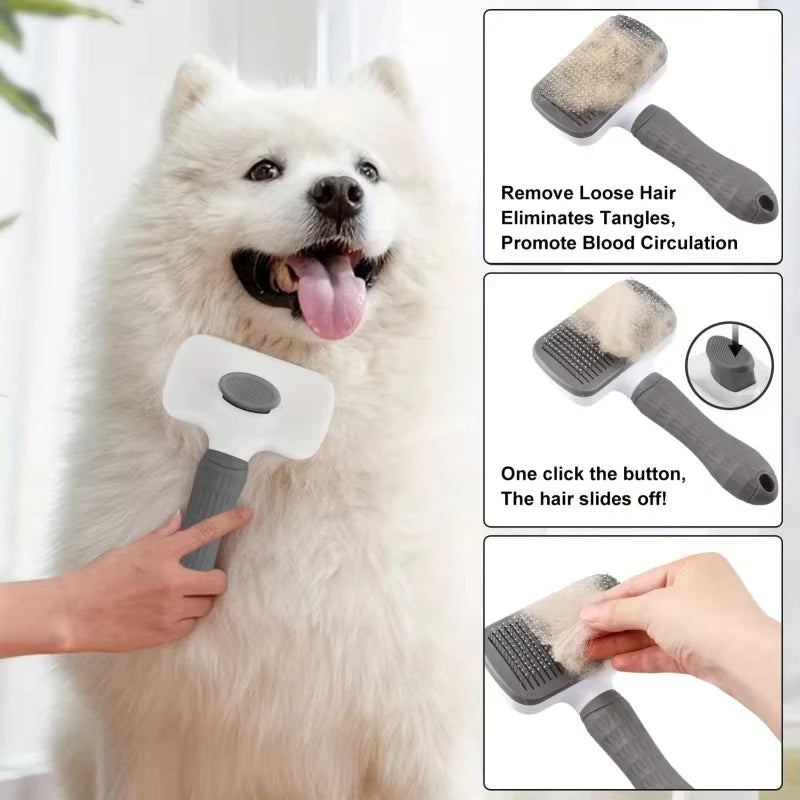 One-Click Pet Grooming Brush